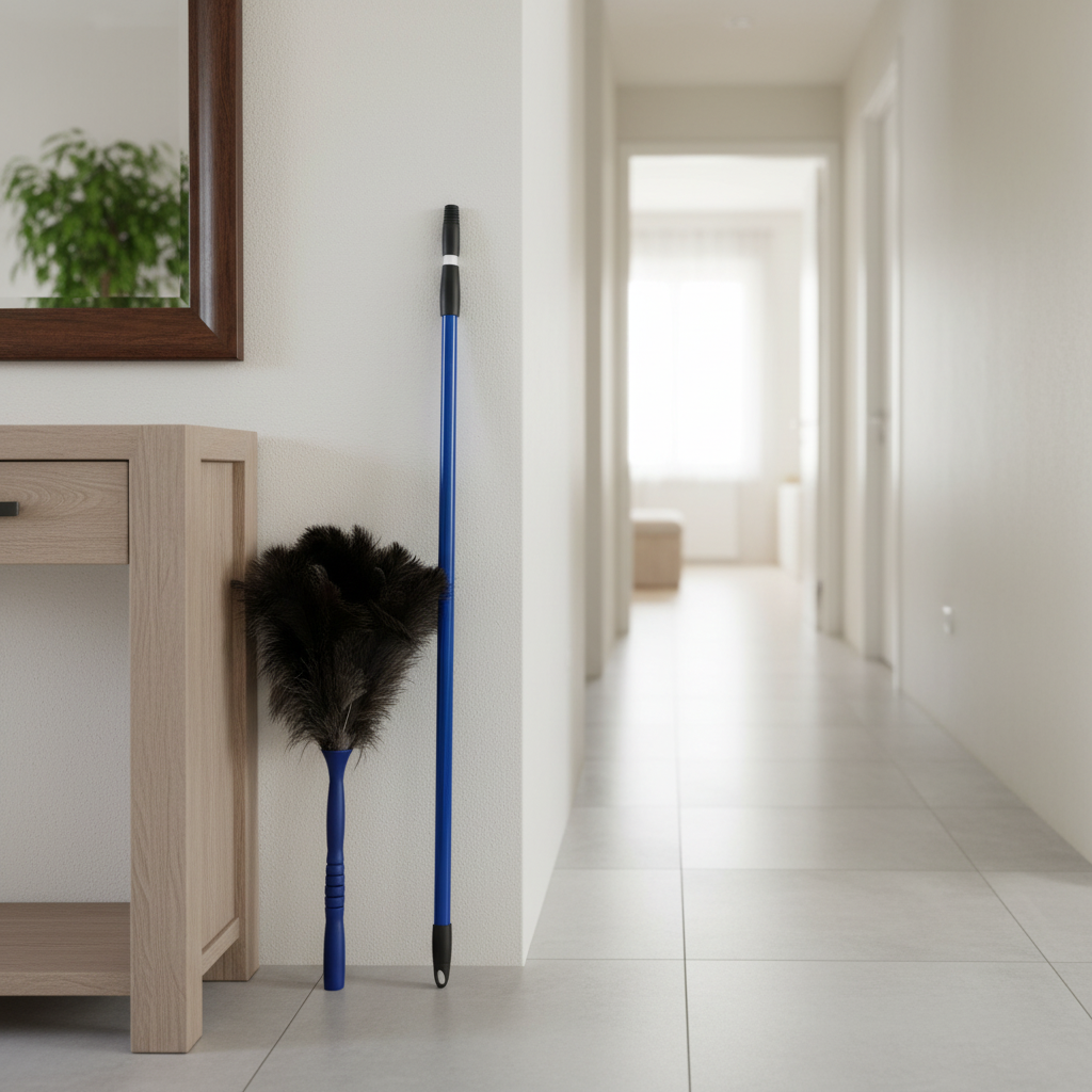 Straußenstaubwedel - heller 70cm Holzgriff